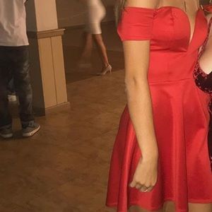 Red off the shoulder short formal dress